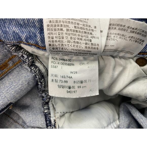 Levis Wedgie Straight Jeans Womens 29 Blue High Rise Button Fly Raw Hem 29x27 - Picture 13 of 14